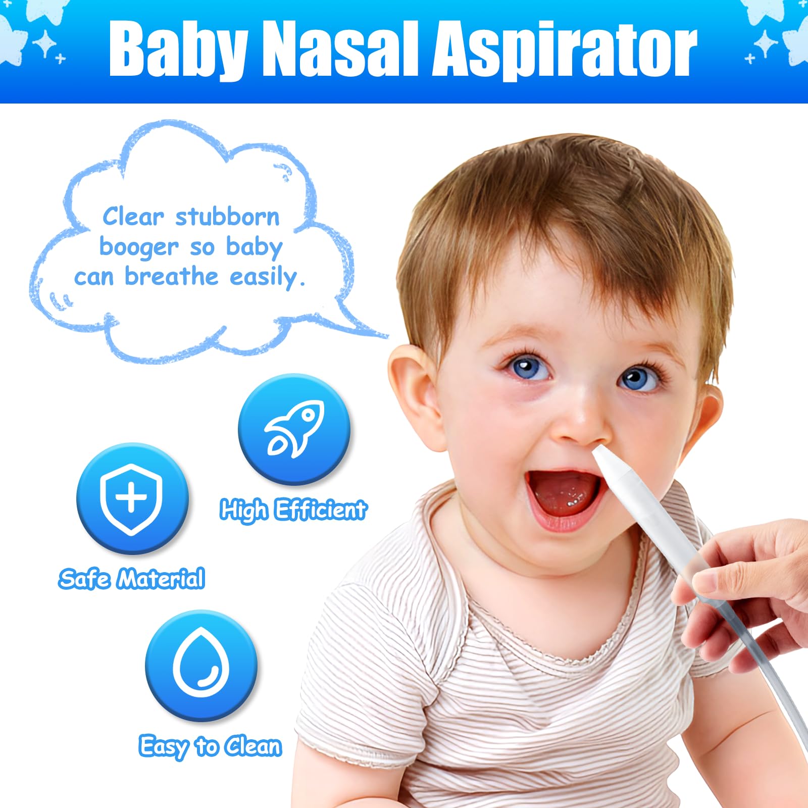 Baby Nasal Aspirator Mouth Suction Nasal Congestion Relief with 2