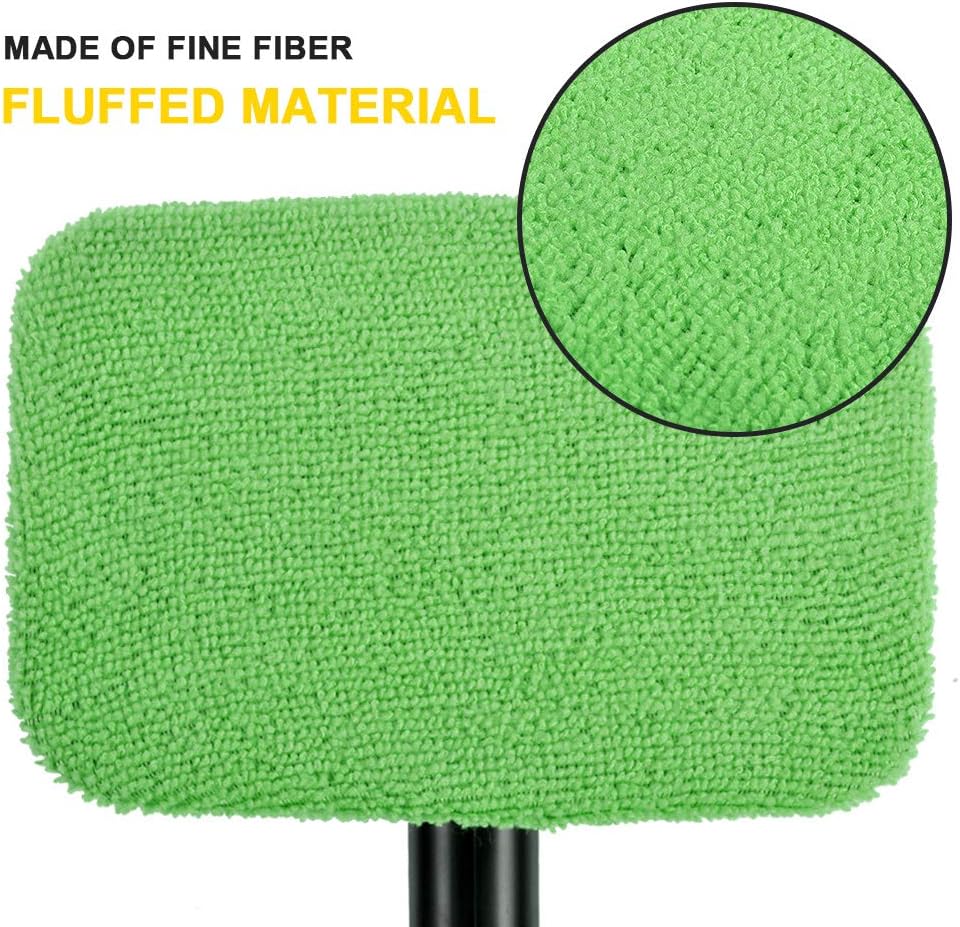 eFuncar Car Care Microfiber Cloths for Windshield Cleaning Tool, Windshield Cleanner Wand Replaceable Glass Cleaning Bonnets, Interior Auto Window Cleaner Washing Pads, Fit 5”, Green, 5 Pack: Automotive