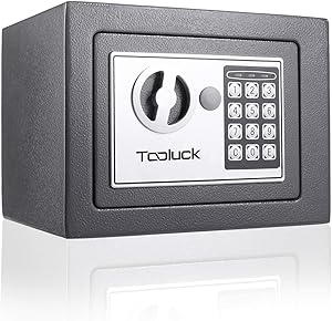 TOOLUCK Safe Box, Digital Security Safe, Fireproof Keypad Safe Lock Box with Keys, Money Box and Deposit Box for Cash Gun Jewelry Home Office Hotel Storage