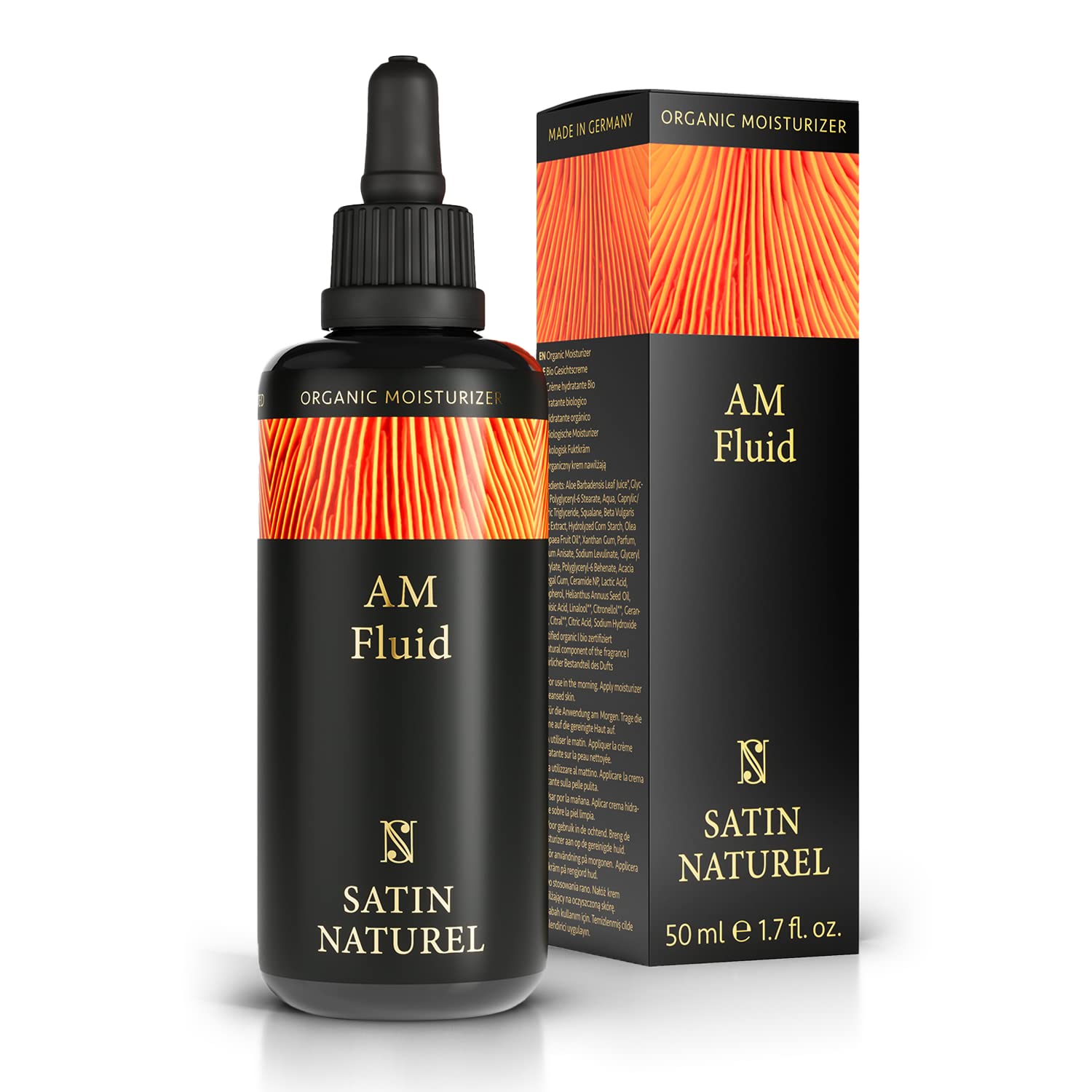 Satin Naturel 2-in-1 Organic AM Fluid Moisturiser & Makeup Primer 50ml – Hydrating Day Cream with Aloe Vera & Squalane – Lightweight Morning Face Care for Smooth, Glowing Skin