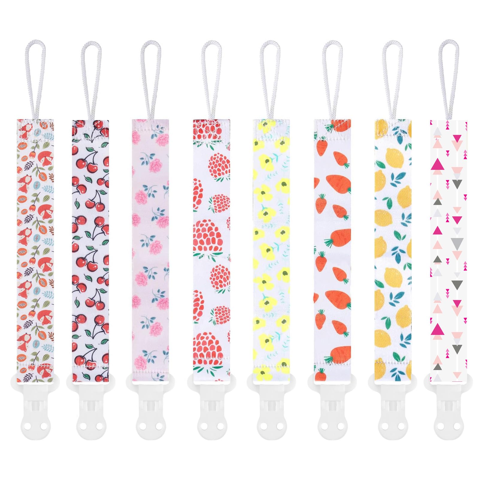 Smlpuame Dummy Clips Girl,8 Pack BPA Free Soother Chain,Pacifier Holder Clips for Teether Toy,Baby Dummy Strap Clip Universal Design Fit All Pacifiers Baby Teething Toys,Newborn Baby Gift