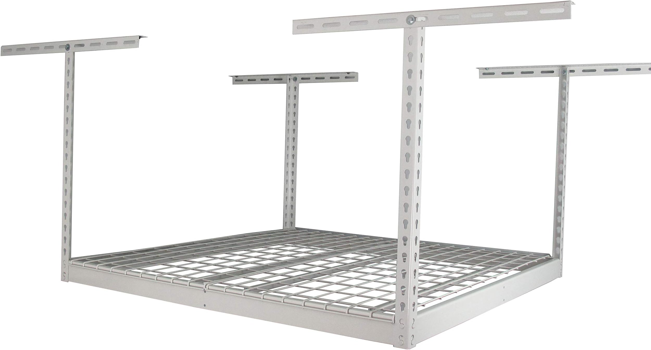 SafeRacks - 4x4 Overhead Garage Storage Rack (12"-21" Ceiling Drop) - White
