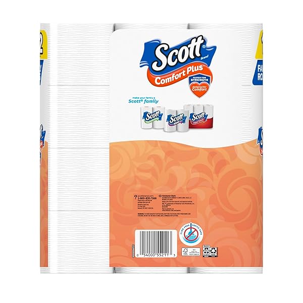 SCOTT® COMFORTPLUS 1-PLY TOILET PAPER, 1-1/8″ X 1-1/8″, 173 SHEETS PER ROLL, PACK OF 12 ROLLS