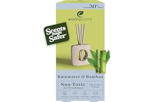 Enviroscent Non-Toxic Air Freshener for Home Essential Oil Diffuser | Fragrance Lasts Over 30 Days | Kit includes 1 Mango Wood Stand & 1 Scent Stix Refill (Rainwater & Bamboo)