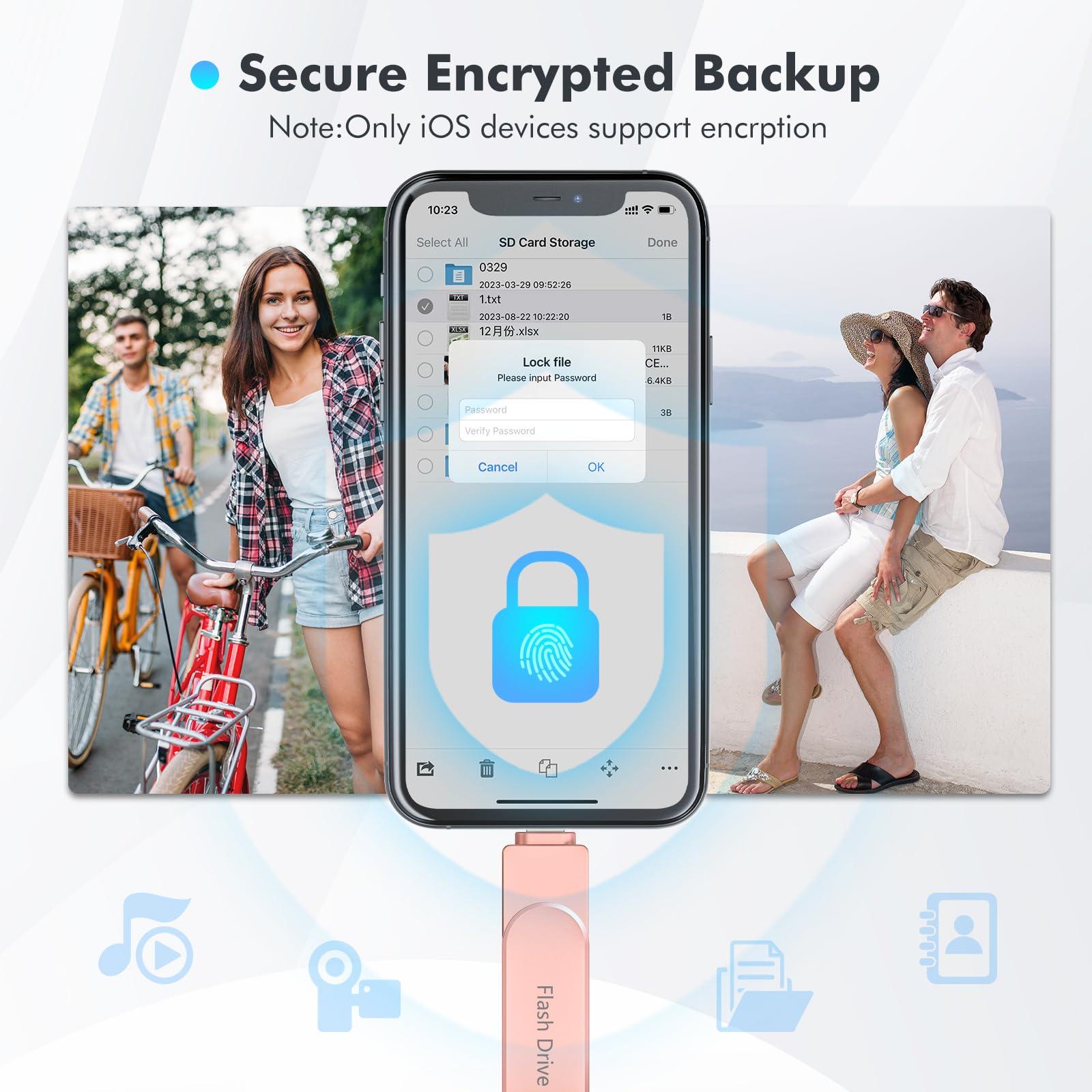 Apple MFi Certified Photo Stick, USB Flash Drive for iPhone 512GB, iPhone Memory Stick for Photo/Video Backup, High-Speed USB Stick for Photo Storage Drive Compatible for iPhone/iPad/Android/PC (Pink)