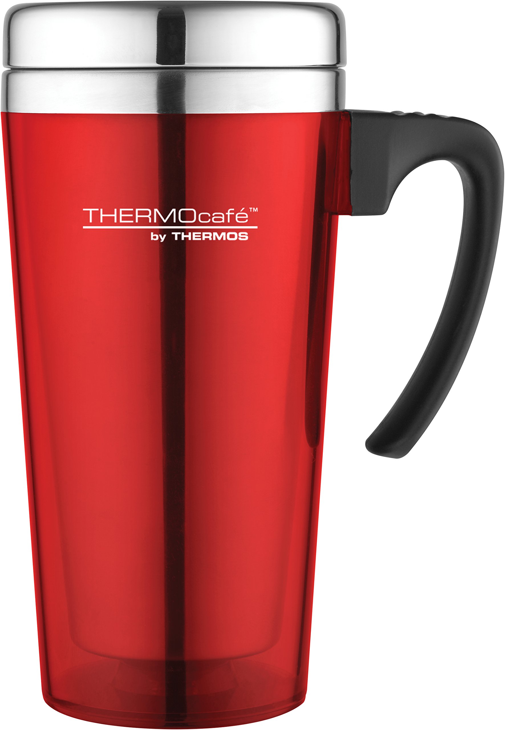 ThermoCafé by Thermos, Plastic Translucent Travel Mug, Red, 420 ml