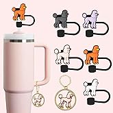 Poodle Straw Topper, 10mm (0.4in) Cute Dog Straw Topper, Covers for Stanley Cup - Poodle Accessories, Decor, Stuff, Things, Birthday Decoration, Gifts for Lovers, Women, Kids, Girls