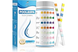 175-Count 7-Way Hot Tub & Pool Test Strips - Accurate Test Bromine, Total Alkalinity, pH, Free Chlorine, Total Hardness, Cyan