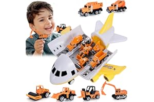 Gyori Airplane Toys for Toddlers 3-5 Years Old - Deformed Toy Airplane Truck Set for Kids with 6 pcs Little Construction Engineering Car Toys Models for Girls Boys Birthday Gifts 1-3 Preschool