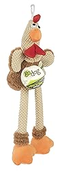goDog Checkers Skinny Rooster Squeaky Plush Dog