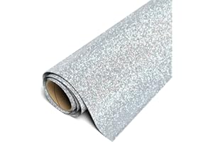 Siser Glitter HTV 11.8"x5ft Roll - Iron on Heat Transfer Vinyl (Silver)