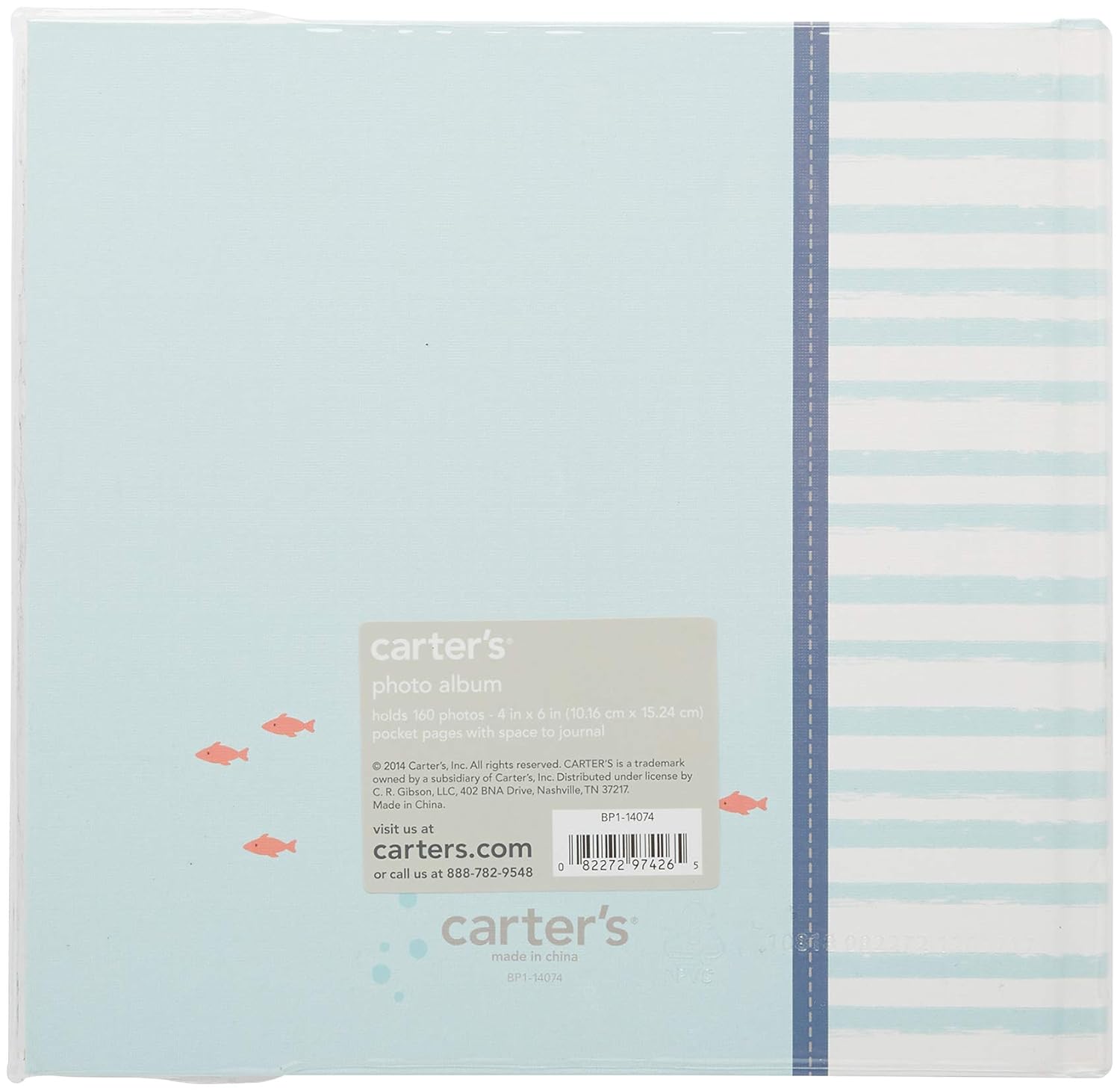 Carter's Blue Nautical Slim Bound Photo Album for Baby Boys, Holds 160 Photos, 40 Pages : Baby