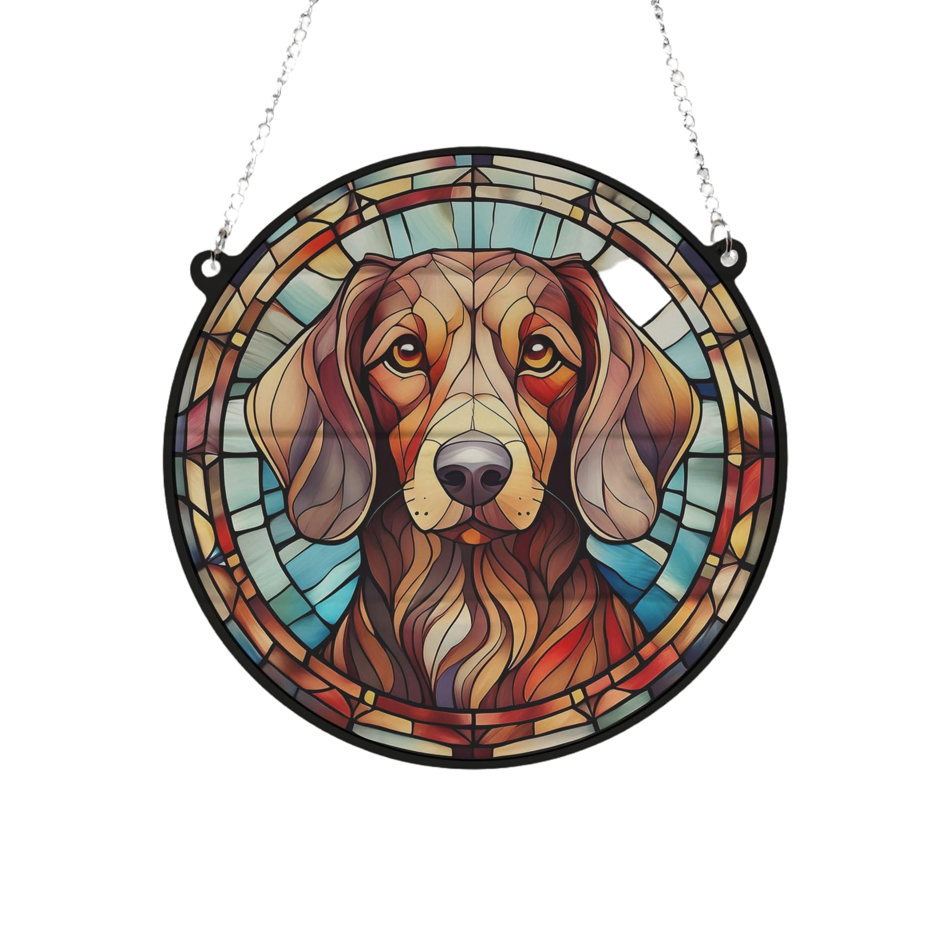 Dachshund Red Stained Glass Effect Suncatcher Gift for Dog Lovers - 19cm