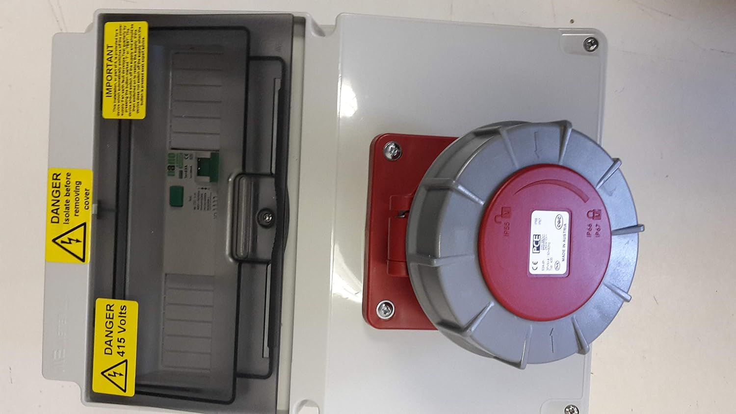 63Amp 400V 3 Phase RCD Protected Socket 3P+N+E, Distribution Board