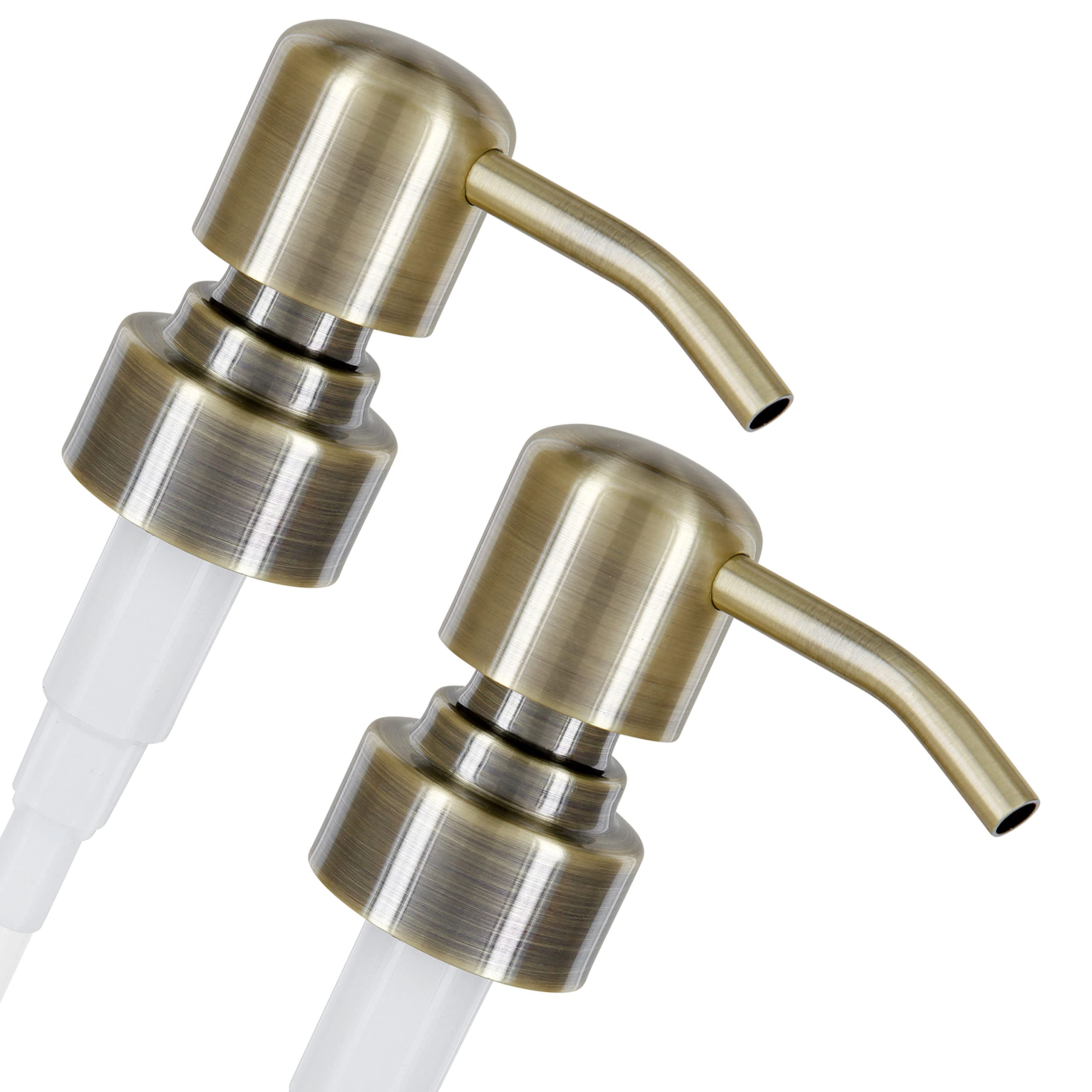ALTGLAS 2 Pcs Soap Dispenser Pump Head 'Zagreb' - Spare Replacement for Standard Neck Size - 26-28 mm Thread From Stainless Steel (Vintage Brass)