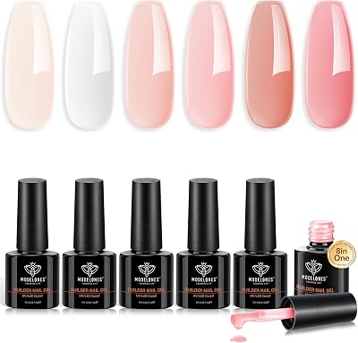 Modelones 8-in-1 Builder Nail Gel 6 Colors Pink Clear 7ml each