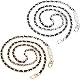 2 PCS Metal Chain Straps, 49" Leather Purse Straps Replacement, DIY Purse Chain Accessories, Crossbody Bag and Handbag Strap with Metal Buckles, Silver & Gold