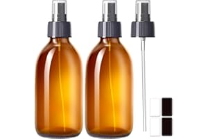 Amber Glass Spray Bottles about 9 oz, 2 Pack Glass Spray Bottle for Essential Oils, Small Spray Bottles for Cleaning Solution