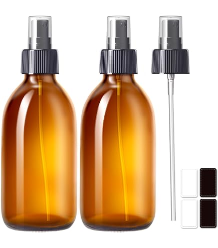 Lot De 6 Flacons Vaporisateurs En Verre Ambré 500 Ml – Buse Réglable Jet/brouillard – Pour Huiles Essentielles, Produits Ménagers, Jardinage