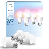 Philips Hue Essential Smart LED A19 Bulb, White and Color Ambiance, E26 Base, 8.8W, 2200K-6500K, 800 Lumens, Dimmable, Works with Alexa, Google, and Apple Home, 4-Pack
