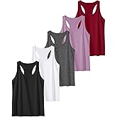 TELALEO 5 Pack Workout Tank Tops for Women, Athletic Racerback Sports Tank Top, Loose Sleeveless Dry Fit Shirts SetA XL