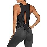 Bestisun Workout Tank Tops Open Back Yoga Exercise Shirts Tie Back Athletic Clothes for Women