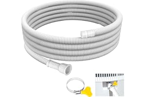 Ensayeer Flexible Universal Dehumidifier Drain Hose, with Cuttable Rubber Adapter & Connect Clamp, 10Ft Replacement Hose for Dehumidifiers & Portable Air Conditioners(White)
