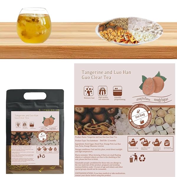 DRIED TANGERINE PEEL ROHAN FRUIT CLEAR LUNG TEA FOR LUNG CLEANSING AND RESPIRATORY SUPPORT, NO FLAVORING, NO ADDITIVES, AND CAFFEINE-FREE. (1 PACK/25 BAGS)