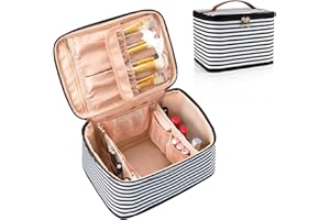 OCHEAL Travel Makeup Bag, Cosmetic Bags for Women Makeup Case Organizer Large Capacity Travel Toiletry Bag Storage Bags with Divider and Handle for Cosmetics Toiletries Brushes Tools- Black