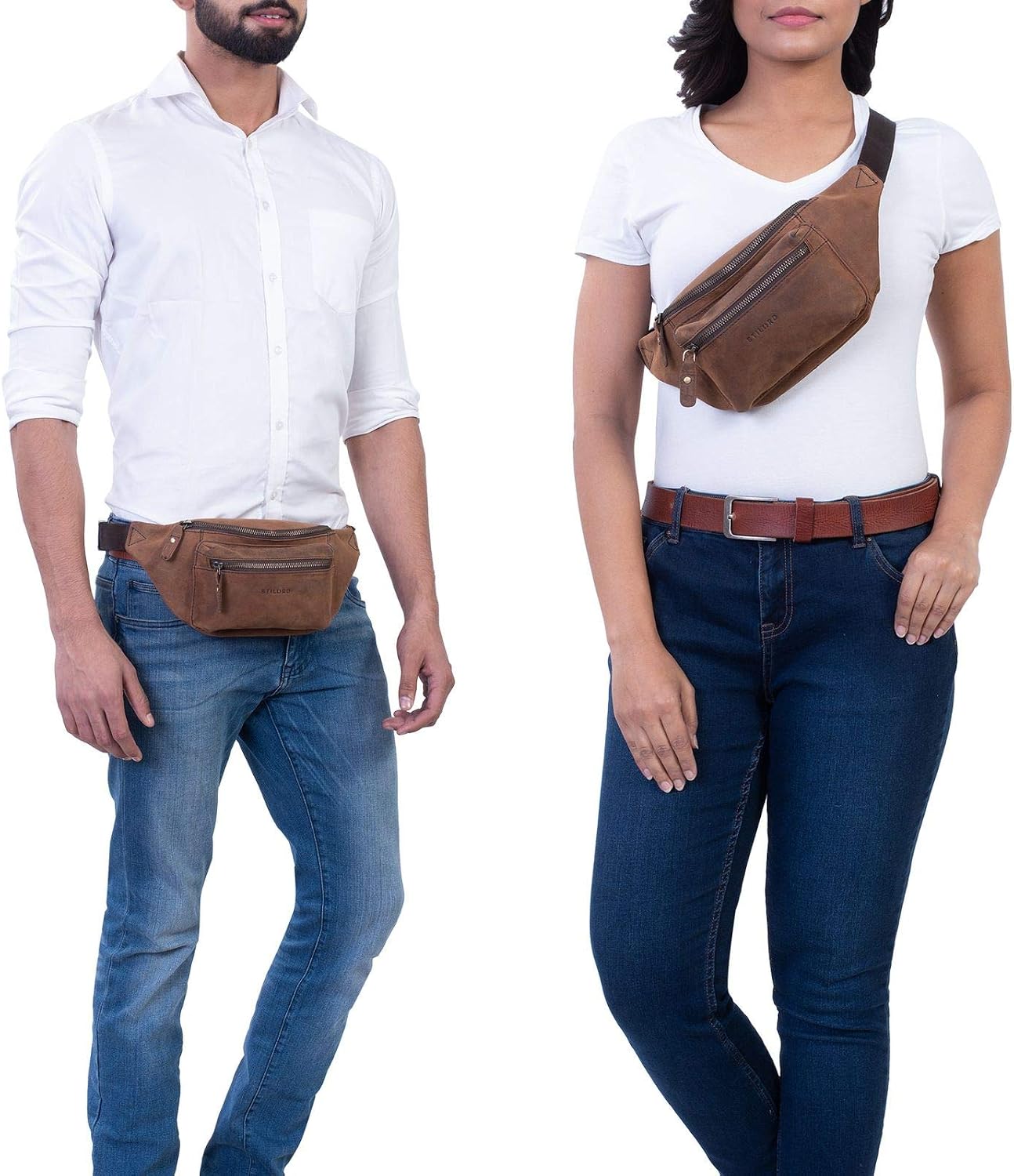 STILORD "Portland" Vintage Bum Bag Leather Vintage Pouch Bag or Cross-Over for Festival Belt Waist Bag Genuine Leather Colour:Sepia - Image 3