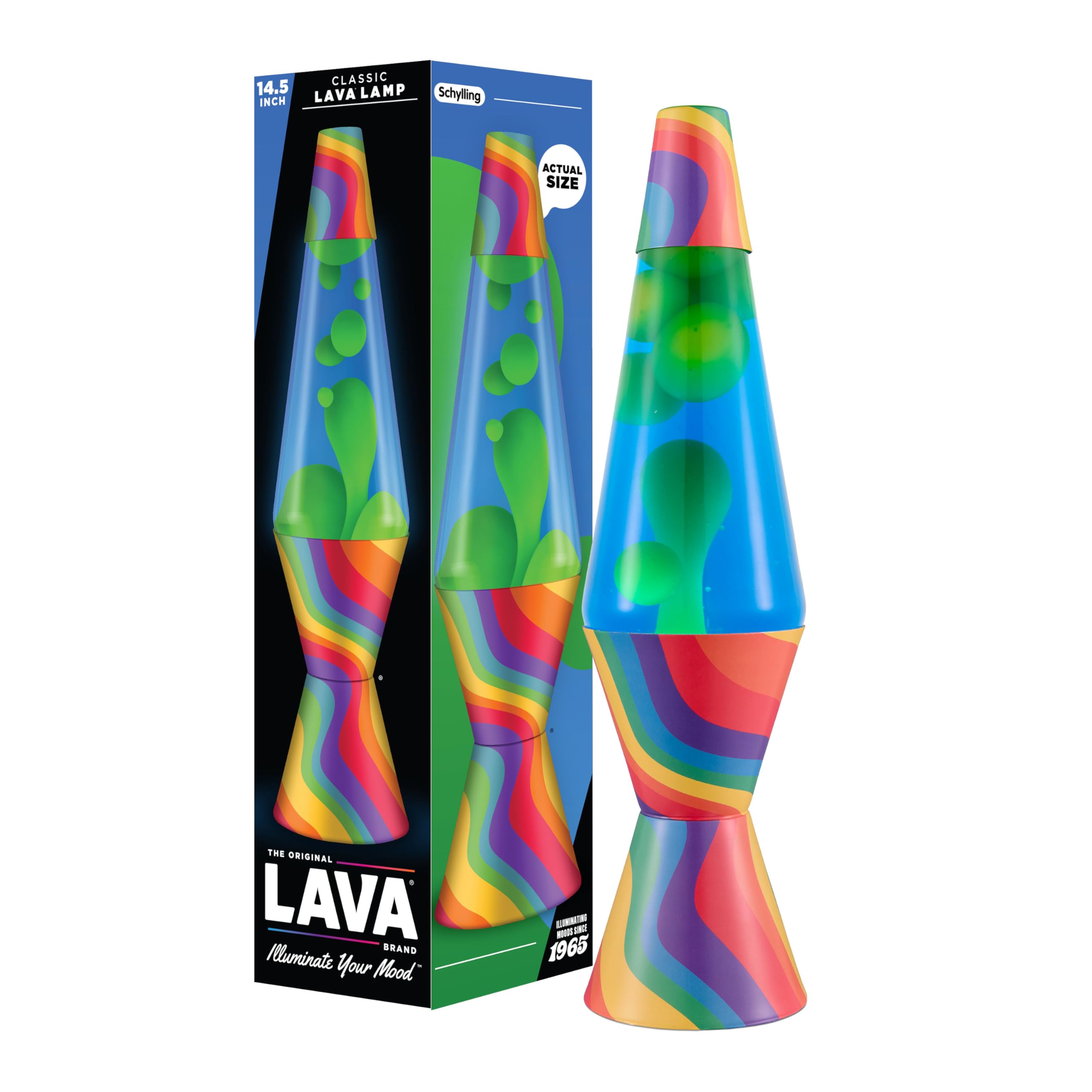Photo 1 of **FOR PARTS/ NON FUNCTIONAL** ava The Original Lamp - 14.5" Warped Rainbow – Classic Liquid Motion Lamp - Yellow Wax and Blue Liquid - Item #2713 (Amazon Exclusive)