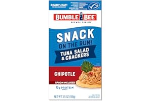 Bumble Bee Snack On The Run Chipotle Tuna Salad with Crackers Kit, 3.5 Oz - Ready to Eat Spoon Included Wild Caught Tuna Shelf Stable & Convenient Protein Snack