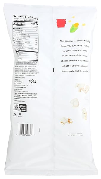 365 BY WHOLE FOODS MARKET, ORGANIC WHITE CHEDDAR POPCORN, 4 OUNCE