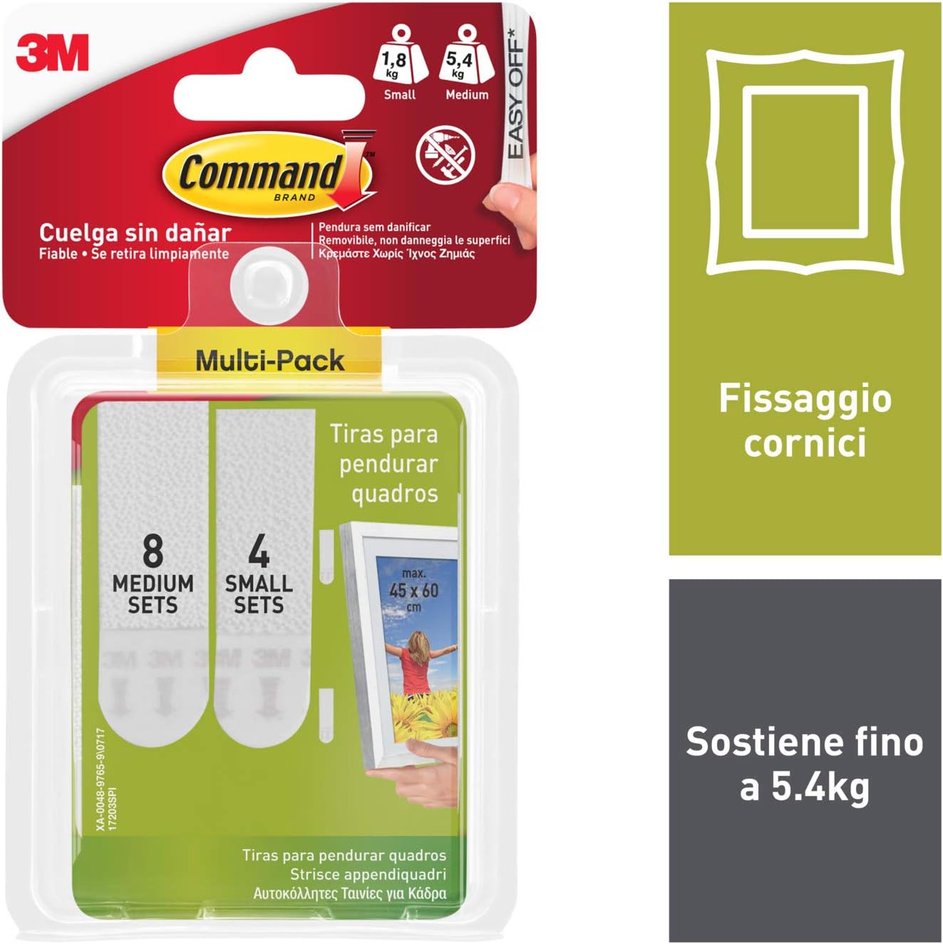 16 Chiodi Adesivi Per Cornici E Poster: Niente Fori, Niente Tracce! Strisce Autoadesive Grandi (2,7x7,5 Cm) - 2
