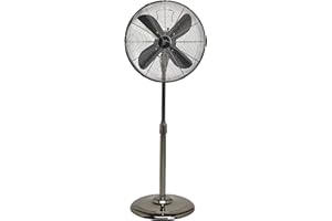 DECO BREEZE DecoBREEZE Pedestal Standing Floor Fan, 3 Speed Oscillating Fan with Adjustable Height, Pearl Black, Retro Fan, 16 inches