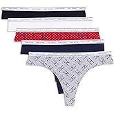 Tommy Hilfiger womens Classic Cotton Thong Underwear With Logo Waistband 5-pack