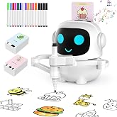 Kids Drawing Robot with 200 Cards, Toy for 3 4 5 6 7 8 Year Old Boy Girls | 200 Drawing Patterns, Montessori Educational Toy, Voice Interactive, Music and Vocabulary Learning, Birthday Christmas Gifts
