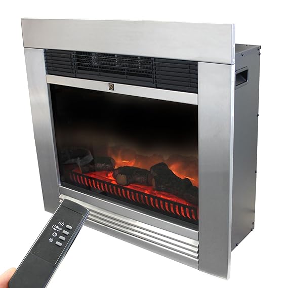 Edelstahl Elektrokamin mit Fernbedienung 1800W elektrischer Kamin