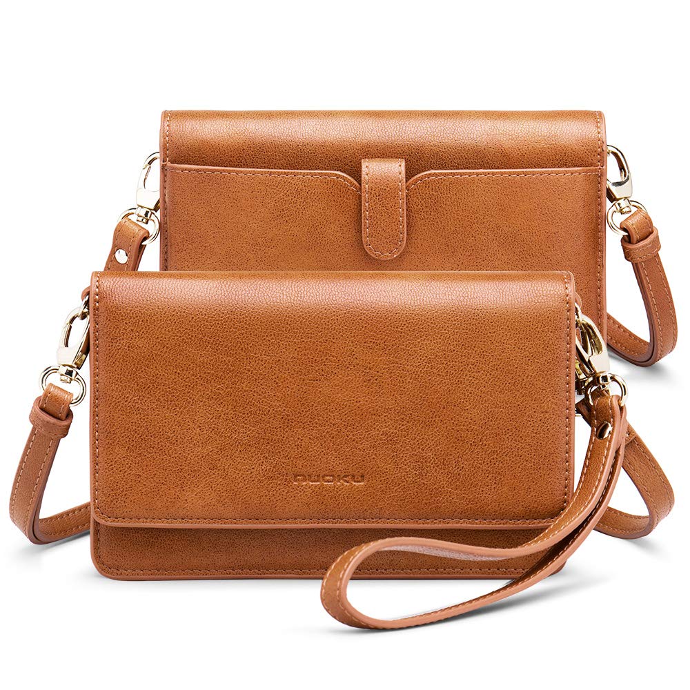 nuoku Women Small Crossbody Bag Cellphone Purse Wallet with RFID Card Slots 2 Strap Wristlet(Max 6.5