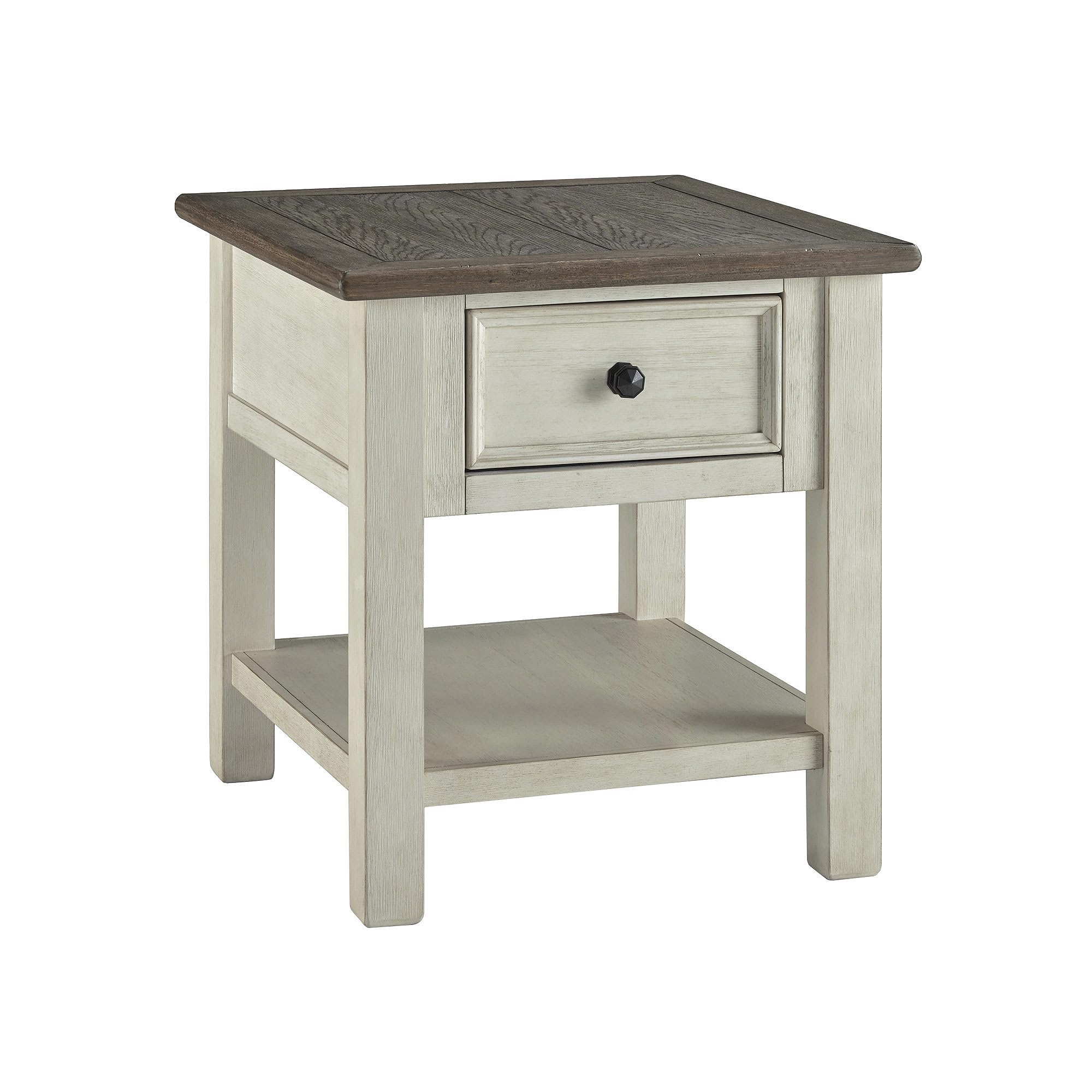 Photo 1 of Signature Design by Ashley Bolanburg Farmhouse Square Two Tone End Table, Antique Cream
