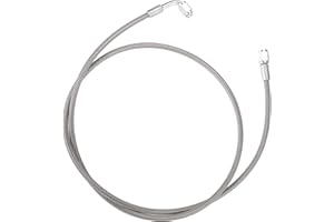 VekAuto AN3 Braided Steel Turbo Oil Feed Line 90 Degree to Straight Hose End, 48" Remote Turbocharger Oil Drain Return Line Universal for Car Durable Stainless Steel PTFE Silver Tone