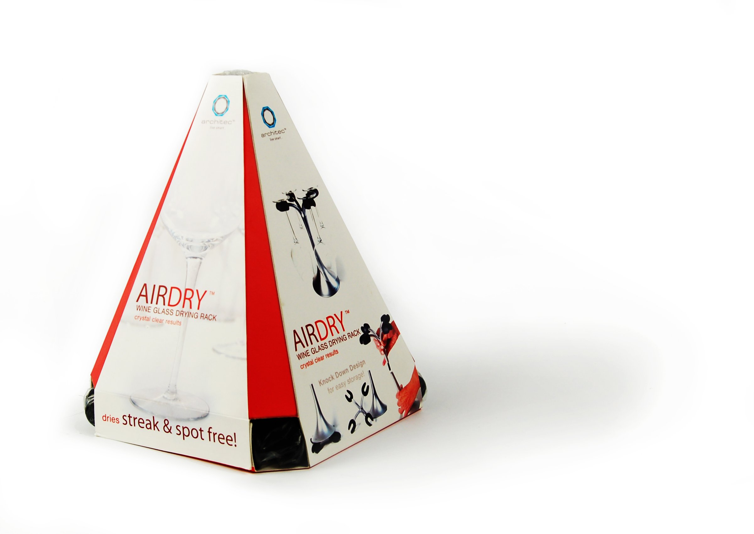 Architec AirDry Wine Glass Drying Rack, NoTip design Holds 4 Glasses