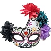 Coolwife Women's Masquerade Mask Mexican Day Of The Dead Sugar Skull Eyemask Masque Fancy Dress