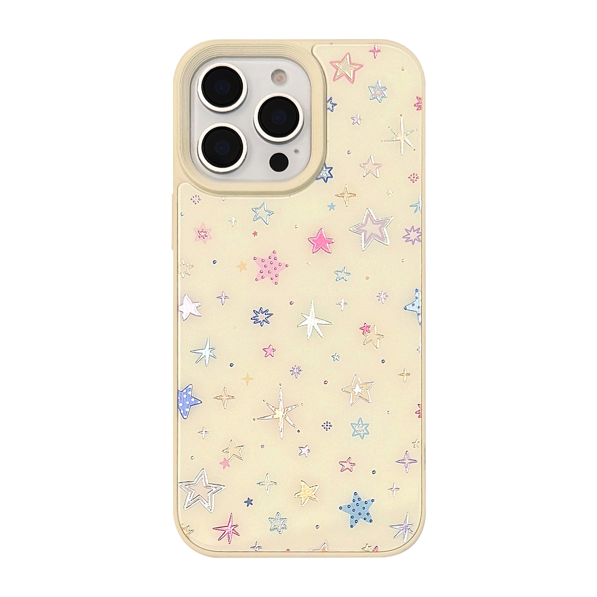 Photo 1 of Bling Glitter Colorful Stars Anti-Scratch Protective Phone Case for iPhone (Yellow,iPhone 14 Pro)