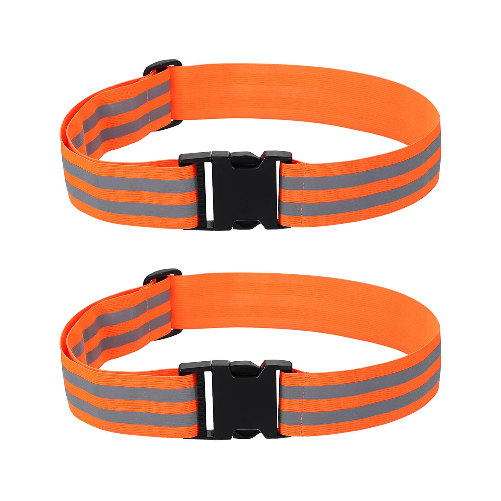 PATIKIL Adjustable Reflective Running Belt 1.9 Inch, 2 Pcs Glow Pt Belt Sash for Cycling Walking Motorcycle Gear, Red-Orange