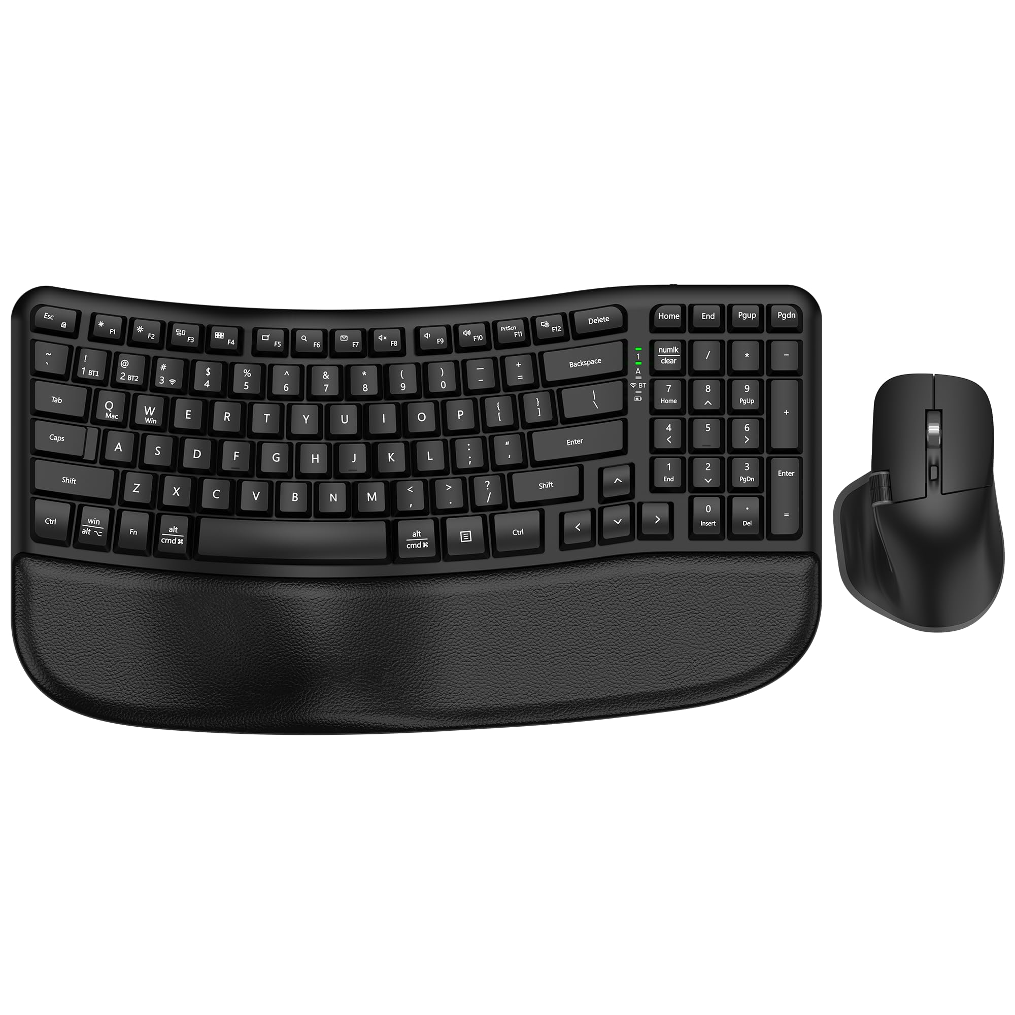 Photo 1 of Ergonomic Keyboard and Mouse Combo, Bluetooth/2.4G Wireless Ergo Wave Curved Keyboard with Cushioned Palm Rest and 6 Levels DPI Adjustable Silent Mouse, Multi-Device for Windows/Mac/Android