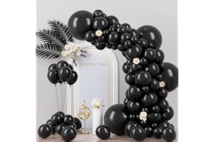 Voircoloria 130pcs Black Balloons Different Sizes 18" 12" 10" 5" Party Latex Balloons for Birthday Graduation Baby Shower Anniversary New Year Holiday Party Decorations