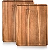 BIEOFFEI 2 Pcs Acacia Wood Serving Tray, Rectangular Wooden Serving Platters Charcuterie Board, Large Wood Kitchen Display Tray for Food, Cookie, Dessert, Fruit, Snack, Vegetable, 16.6" x 12.6" x 0.6"
