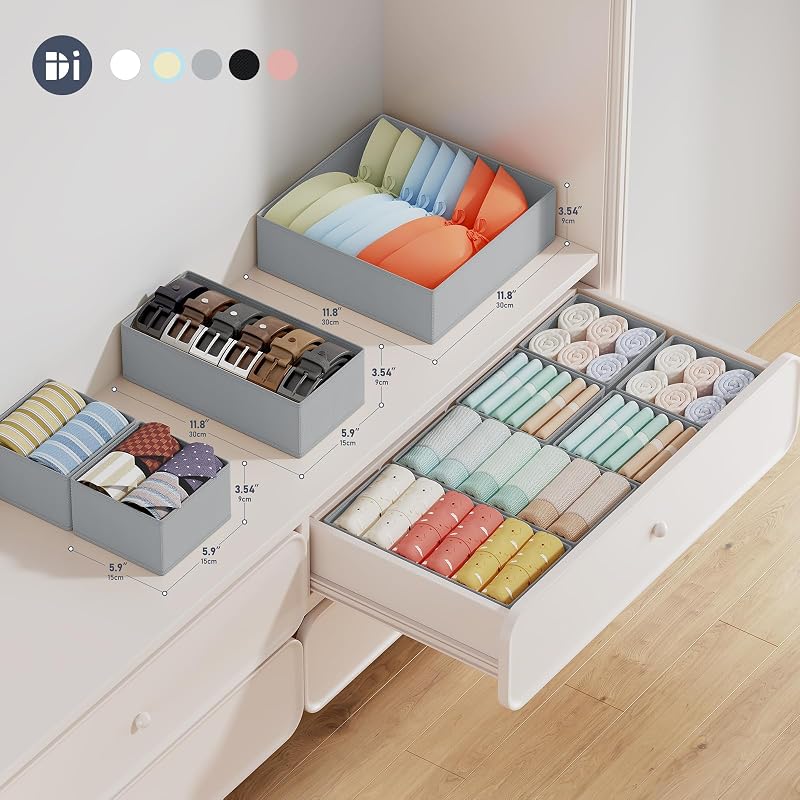 12er Schubladen Ordnungssystem Schubladen Organizer, Faltbare Aufbewahrungsbox Stoff, Unterwäsche Organizer, Organizer Kleiderschrank für Kleidung, BHS, Socken, Krawatten — Foto 2 von 7
