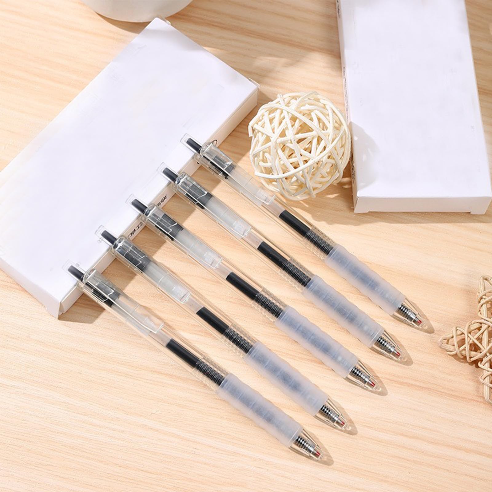 5pcs Retractable Gel Neutrals Pens 0.5mm Press Design Ballpoint Pen Business Pen Writing Stationery For Office Drawing And Writing